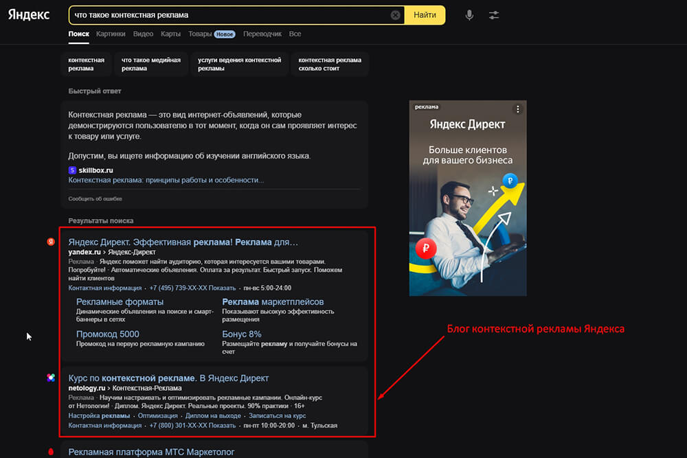 Контекстная реклама Яндекса
